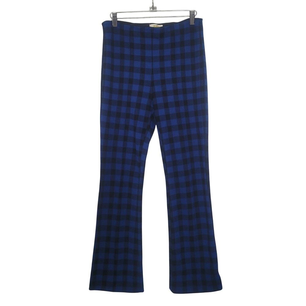 Maeve Anthropologie Margot Kick Flare Plaid Checkered Pants Size XS Blue Preppy